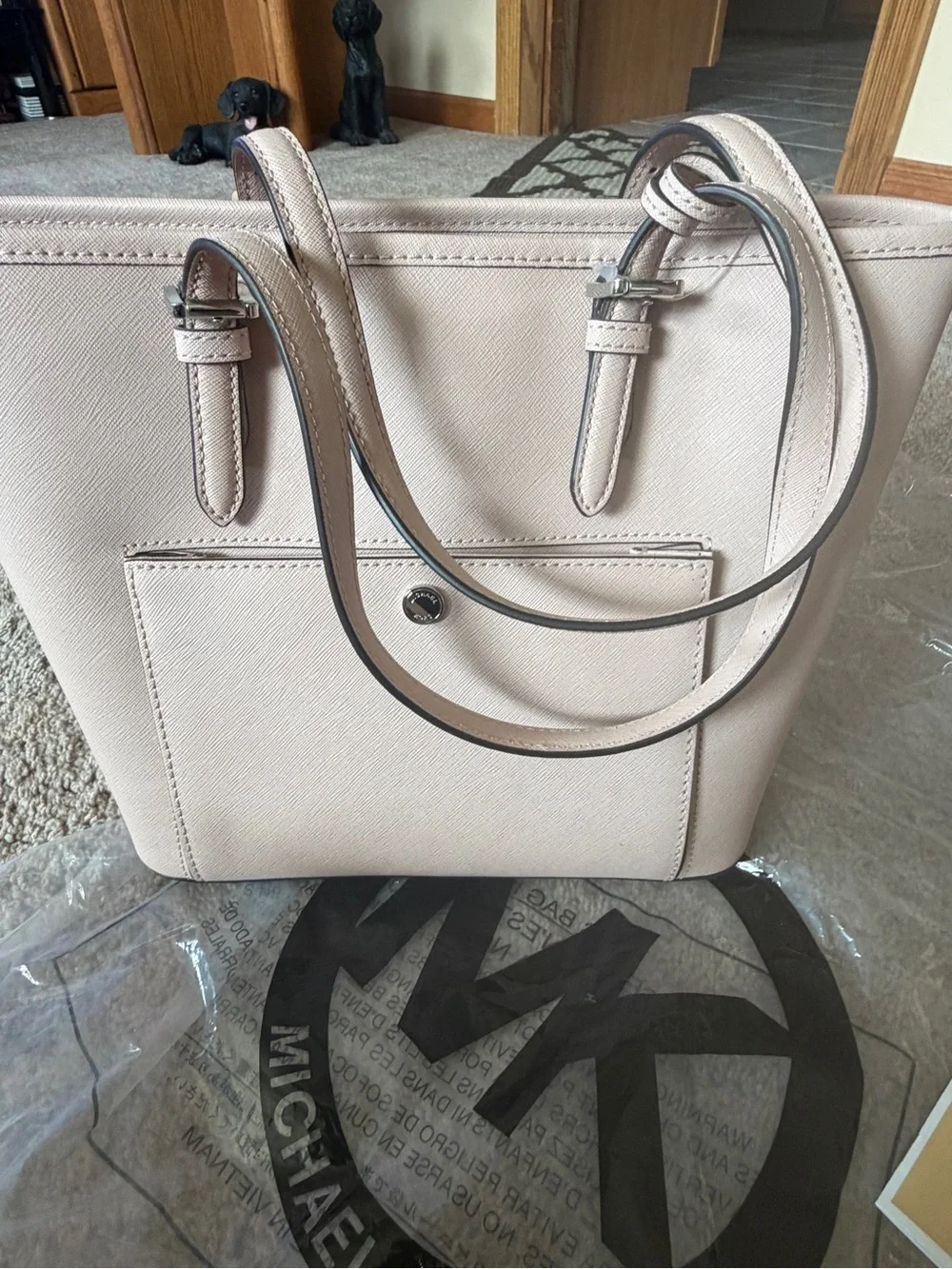 NWT Michael Kors Blush Saffiano Leather Tote with MK Charm